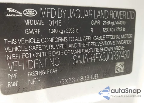 2018 Jaguar Xe 25T from USA, damaged, VIN SAJAR4FX5JCP37430